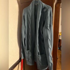 Cozy Blue Cable Knit Cardigan